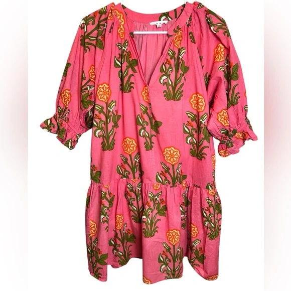 Boho Peasant Tiered Spring 2025 THML Ellen Flower Print Dress Size Small - Picture 2 of 5